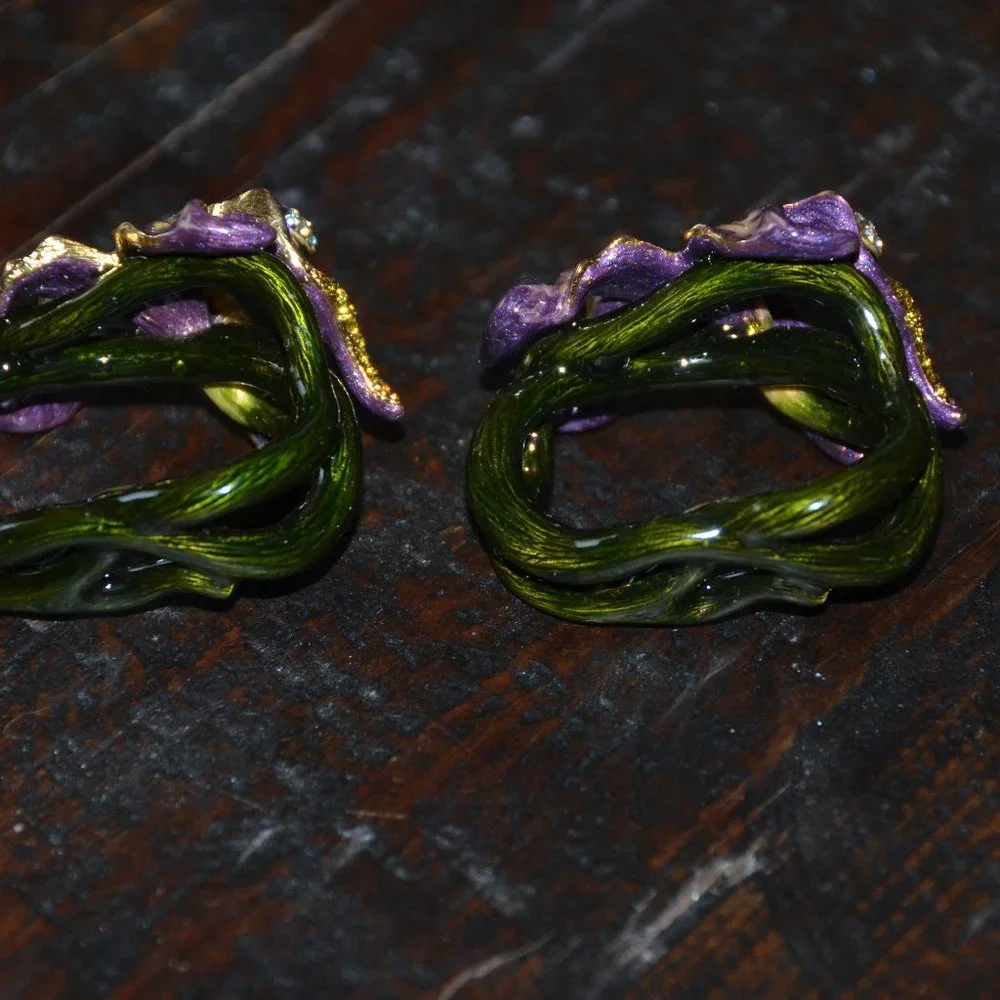 RARE LUXURY JAY STRONGWATER LILY FLOWER FLORAL CRYSTAL ENAMEL NAPKIN RING HOLDER